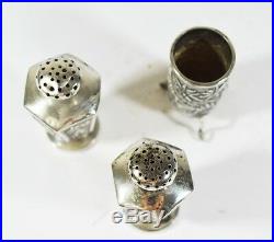 Antique Chinese Export Sterling Silver Salt Dish And Pepper Shaker