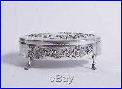 Antique Chinese Export Sterling Silver Trinket Box Mark Hc