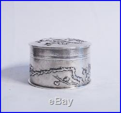 Antique Chinese Export Sterling Silver Trinket Box Mark Hc