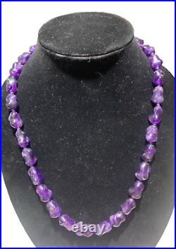 Antique Chinese Export Sterling Silver Vermeil Amethyst Hand Knotted Necklace