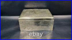 Antique Chinese Export Zee Sung Sterling Silver Humidor Box, Dragons