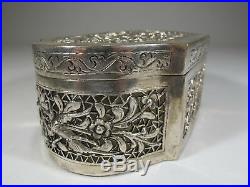Antique Chinese Export silver box # CS94
