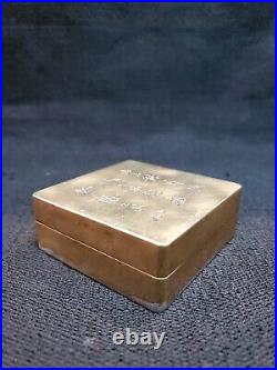 Antique Chinese Fine carved calligraphy ornament poem white bronze box