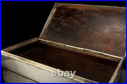 Antique Chinese Green Hardstone Silverplate Wood Box D58-06