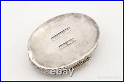 Antique Chinese Green Stone Sterling Silver Floral Etched Pill Snuff Beauty Box