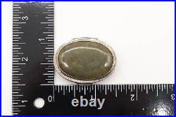 Antique Chinese Green Stone Sterling Silver Floral Etched Pill Snuff Beauty Box