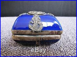 Antique Chinese Guangxu Porcelain with Sterling Silver Dragon Overlay Box