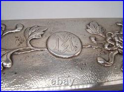 Antique Chinese Hand Hammered Silver Box With Chrysanthemums Signed