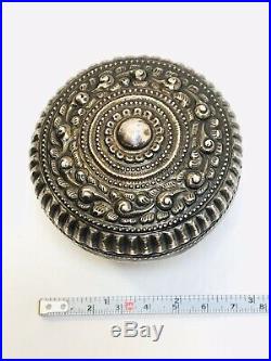 Antique Chinese Hand Made Sterling Silver Box With Geometric pattern decoration