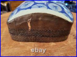 Antique Chinese Handcrafted Porcelain & Silver Plated Trinket Box