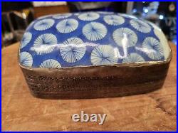 Antique Chinese Handcrafted Porcelain & Silver Plated Trinket Box