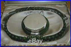 Antique Chinese Jade silver mounted Bracelet & Necklace Jewellery, original box