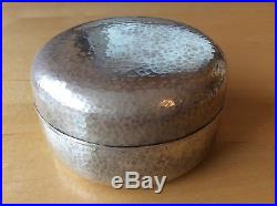 Antique Chinese Japanese Signed Hand Hammered Sterling Silver Round Covered Box