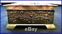 Antique Chinese Jewelry Bronze Box Gilt Silver, Early 20th Century