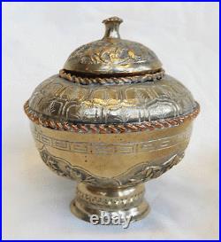 Antique Chinese Lidded Pot Silver & Copper pre 1900