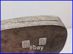 Antique Chinese Porcelain Shard Box Trinket Snuff Box Silver Vintage 6.5 x 4.5