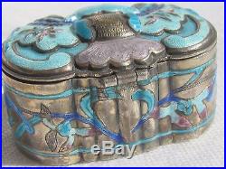 Antique Chinese Qing Dynasty Silver Enamel Pill Snuff box