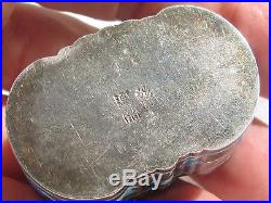 Antique Chinese Qing Dynasty Silver Enamel Pill Snuff box