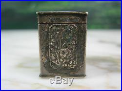 Antique Chinese Qing Enamel On Silver Opium Snuff Box Hallmarked