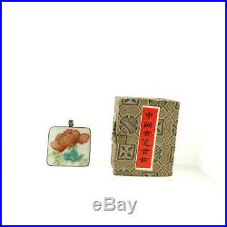 Antique Chinese Qing Porcelain Shard Pendant 925 Sterling Silver COA Boxed