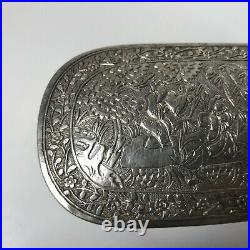 Antique Chinese Repousse Oval Silver Box