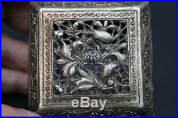 Antique Chinese Silver Box Mother O Pearl Straits Chinese Vietnam Nyonya