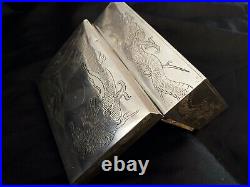 Antique Chinese Silver Box from 19 century Dragons decoration all over Marked