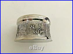 Antique Chinese Silver Chased Raised Pill Box