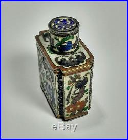 Antique Chinese Silver Cloisonne Enamel 18th Century Bottle Caddy Box RARE