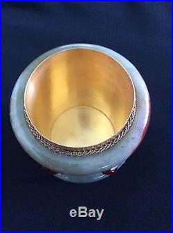 Antique Chinese Silver Cloisonne Enamel Box Tea Caddy-gold-tone-2 jade bracelets