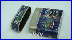 Antique Chinese Silver Cloisonne Enamel Box Trinket Box With Lid, Signed