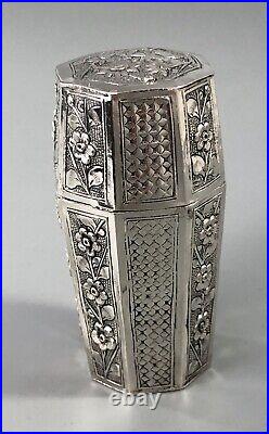 Antique Chinese Silver Container 42g 9cm EZX