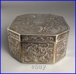 Antique Chinese Silver Dragon Box 530g CBZX