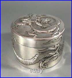 Antique Chinese Silver Dragon Box By Wang Hing 171g BBEZX