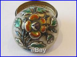 Antique Chinese Silver & Enamel Pill Box