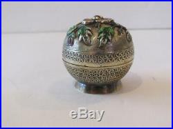 Antique Chinese Silver & Enamel Pill Box
