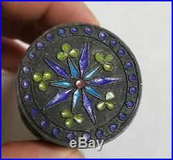 Antique Chinese Silver Hallmarked Enamel Small Snuff Box Scholar's Objects