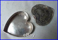 Antique Chinese Silver Heart Box / Pin Cushion By Wang Hing 93g A602017