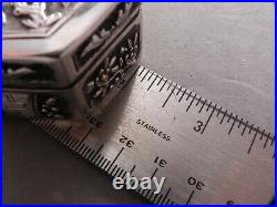 Antique Chinese Silver Hexagonal Snuff Box, Pill Case, Sgnd, C1900