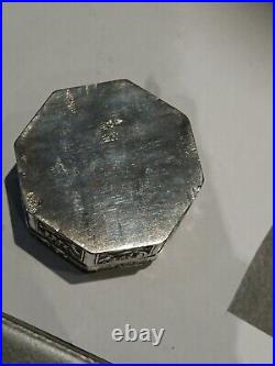 Antique Chinese Silver Octagonal Box, Character Marks, Floral And Bird Pattern