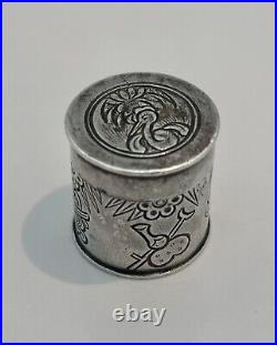 Antique Chinese Silver Opium Container Decorated