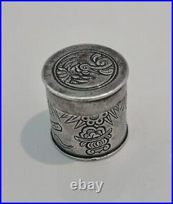 Antique Chinese Silver Opium Container Decorated