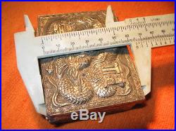 Antique Chinese Silver Plate Dragon Jewelry Box Chinese Trinket Box Circa 1900