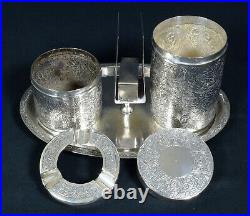 Antique Chinese Silver Plate Paktong Smokers Set c1900