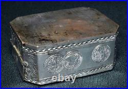 Antique Chinese Silver Plated Snuff/Opium Box 19thC Signed