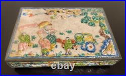 Antique Chinese Silver Repousse Enamel Cloisonné Cigarette Box