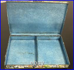 Antique Chinese Silver Repousse Enamel Cloisonné Cigarette Box