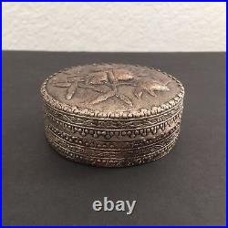 Antique Chinese Silver Repousse Peach Powder Compact Box Late Qing Minguo