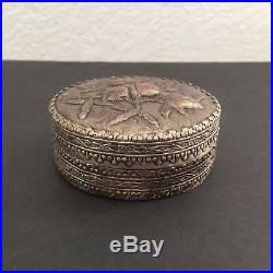 Antique Chinese Silver Repousse Peach Powder Compact Box Late Qing Minguo