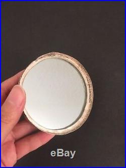 Antique Chinese Silver Repousse Peach Powder Compact Box Late Qing Minguo